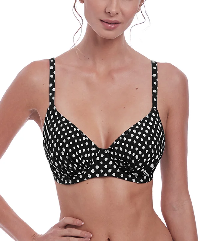 Fantasie Santa Monica Gathered Full Cup Underwire Bikini Top (6720) - Black/White